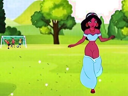Princess Jasmine’s pants fall down