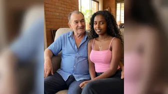 busty ebony girl with grandpa
