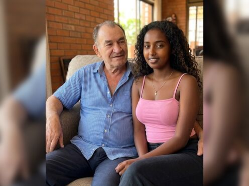 busty ebony girl with grandpa