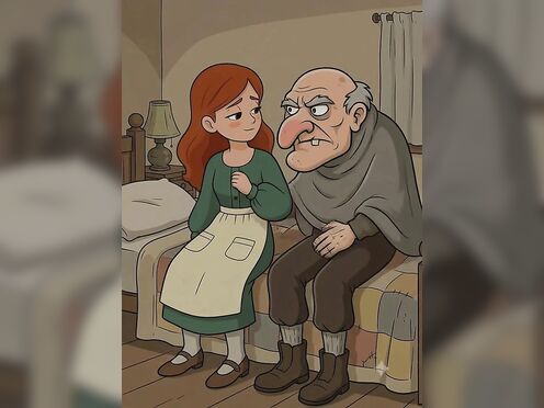 young maid with grandpa