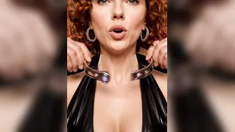 Scarlett Johansson mindcontrol collar latex dress