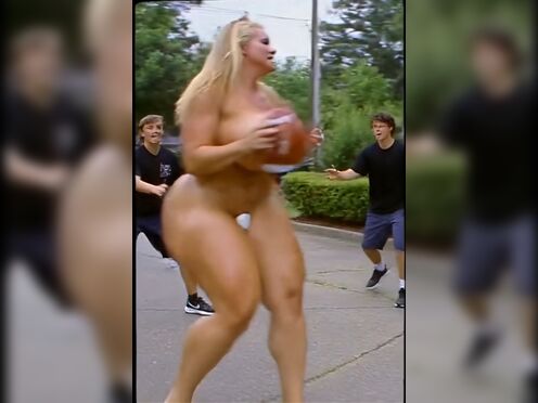Mom playing with neighbourhood kids