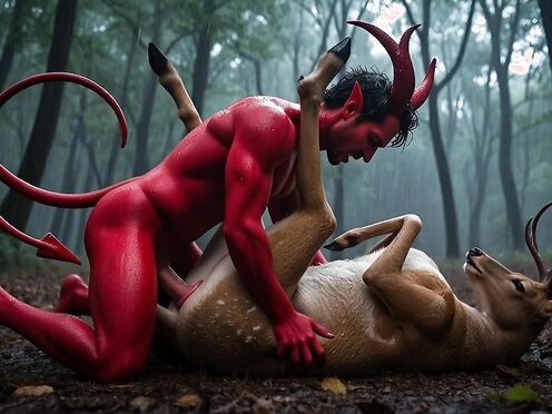 horny devil fucking deer
