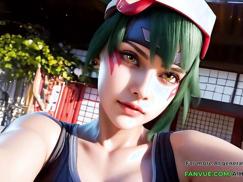 Overwatch Kiriko Cosplay: Shrine Selfie, POV Missionary | Uncensored AI Hentai