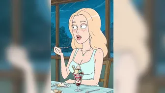 Anime girl shows her breasts while eating ALT VERSION