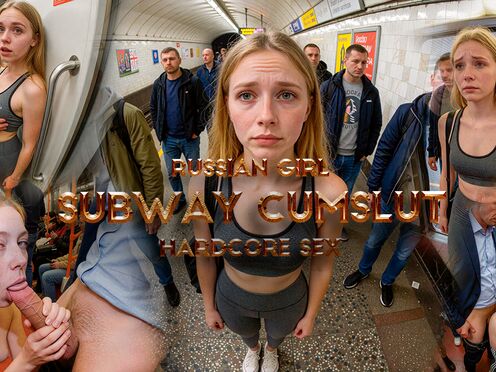Public subway train encounter with a blonde
