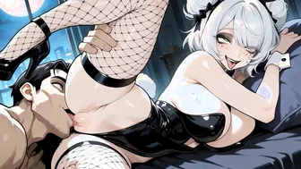 Goth bunny girl getting eaten out