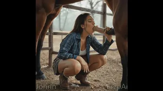 Girl sucks horsecock