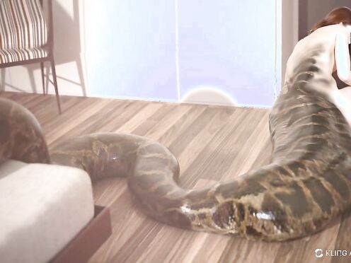 Snake girl vored a big meal