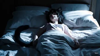Cat-girl sleeping peacefully