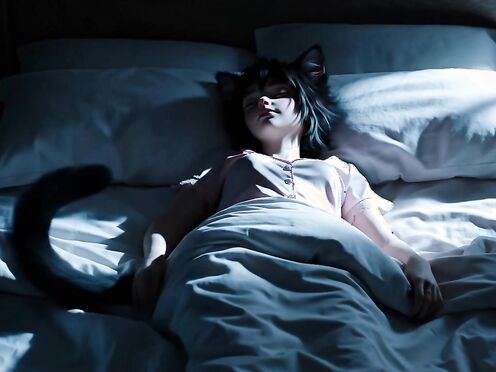 Cat-girl sleeping peacefully
