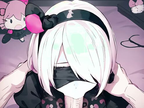 2b anime BJ loop gif