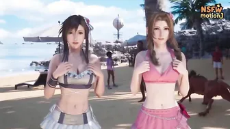 tifa and aerith, beach strip and milk