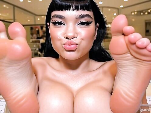 Babe with Bangs and Big Feethands