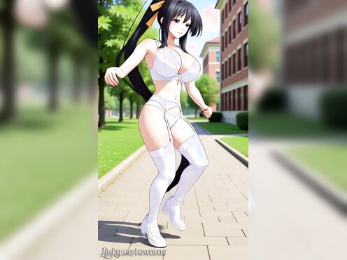 akeno himejima dancing in lingerie behind the school