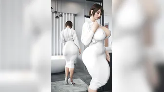 Saeko in Tight Dress (Futanari, Bulge)