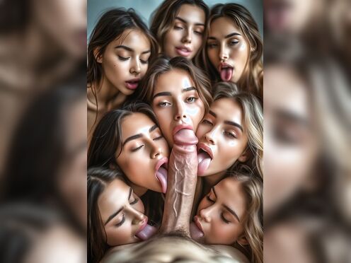 Five women licking penis with help pov