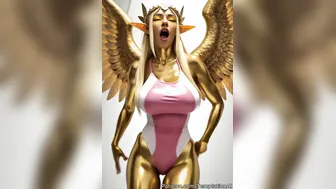 Golden Angel Girl Big Breasts Dancing in Swimsuit