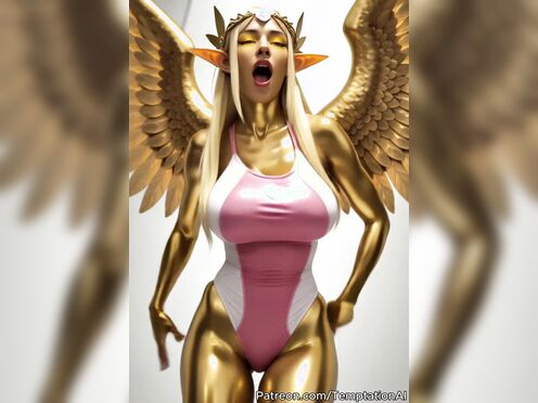 Golden Angel Girl Big Breasts Dancing in Swimsuit