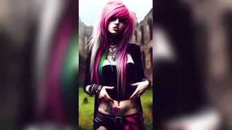 Hot Emo Scene Girl Showing Her Titties AI