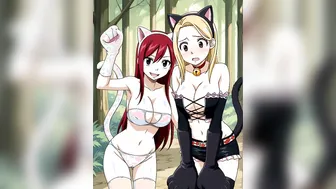 Fairy Tail: Lucy and Erza cat play