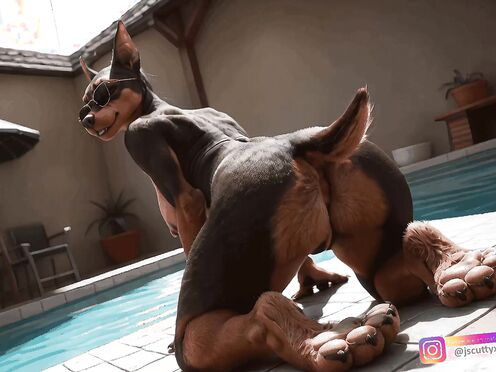 [FURRY] Bouncy dobermann butt