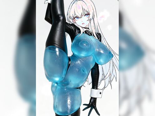 Latex Slime Girl Standing Split