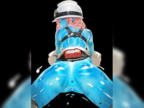 Slime girl expanding and shrinking ass