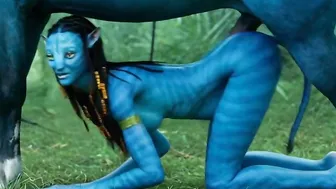 Neytiri plays with a alien horse, puts the horse's penis in her ass