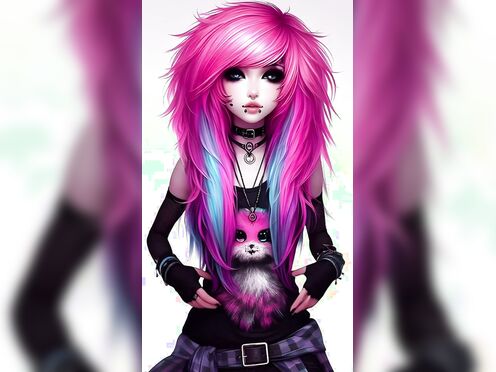 Adorable Emo Girl Being Naughty AI